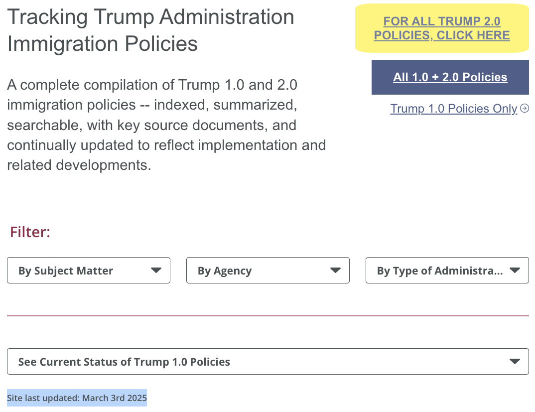 Preview of Immigration Policy Tracker